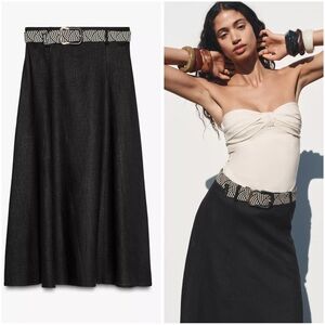 ZARA LINEN SKIRT WITH BELT